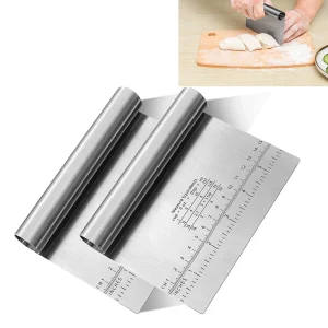 2 Pcs Stainless Steel Bench Dough Scraper Cutter Chopper Baking Scraper