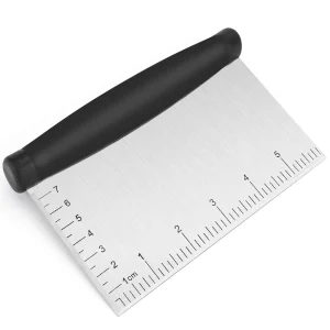 Stainless Steel Bench Scraper Dough Cutter w/ Measuring Scale for Baking Pastry